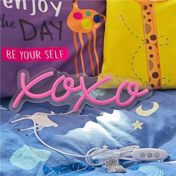 Neon Light Sign LED XOXO Night Lights USB Operated Decorative Marquee Sign Bar - Picture 5 of 7